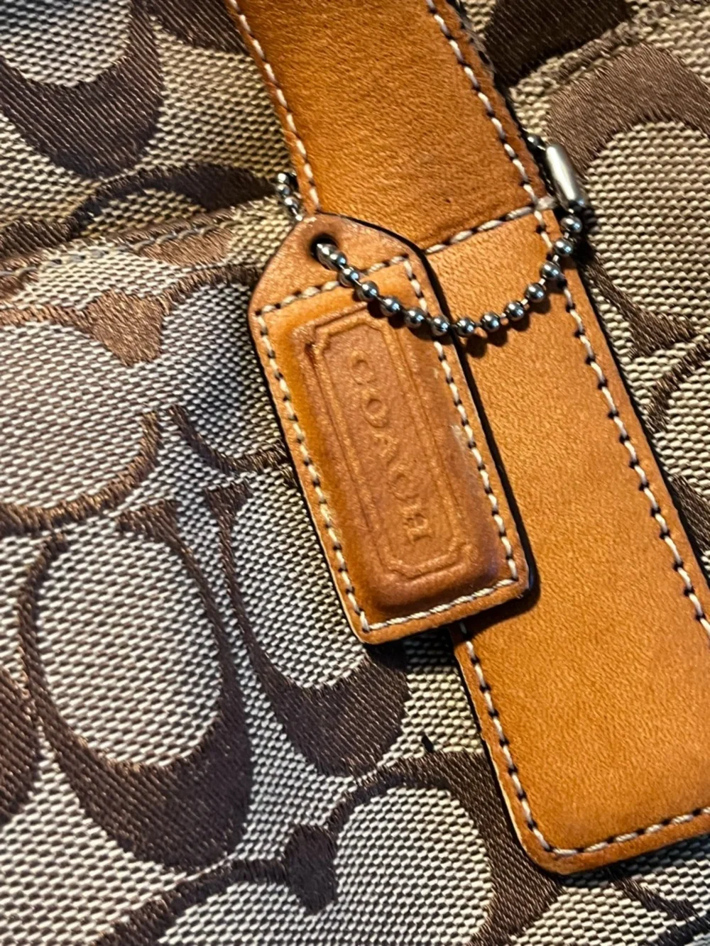 Coach Tan and Brown Signature Canvas Tote - Picture 7 of 7